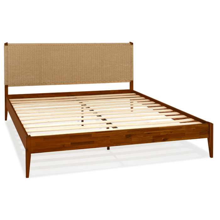 George Oliver Selina Solid Wood Platform Bed with Headboard, Bohemian ...